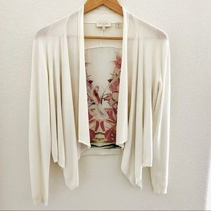 TED BAKER • White Viscose Cardigan with Printed Back - Size 4